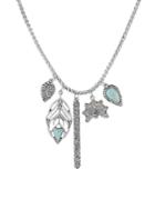 Lucky Brand Pave Peacock Semi-precious Rock Crystal Silvertone Charm Necklace