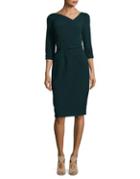Adrianna Papell Belted Crepe Sheath Dress