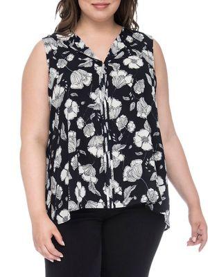 Bobeau Plus Lily Pleat-back Top