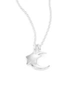 Lord & Taylor Sterling Silver Moon And Star Necklace