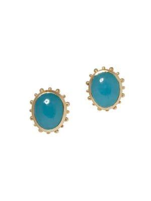 Sole Society Goldtone And Aquamarine Stud Earrings