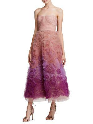 Marchesa Notte Floral Ombre Fit-&-flare Dress