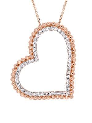 Sonatina 14k Rose Gold & Diamond Heart Pendant Necklace