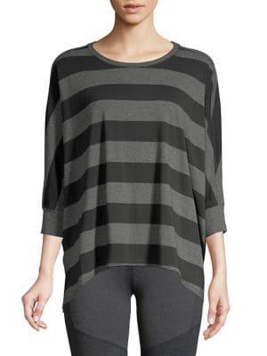 Calvin Klein Performance Striped Quarter-sleeve Top