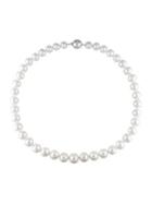 Sonatina 14k White Gold, White Round South Sea Cultured Pearl & Diamond Necklace
