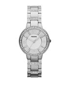 Fossil Ladies Virginia Silvertone And Crystal Watch