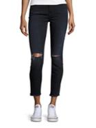 7 For All Mankind High-waist Distressed Ankle Skinny Jeans