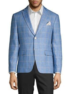 Tallia Orange Windowpane Button Sportcoat