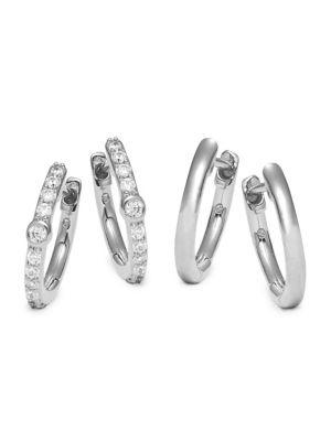 Nadri Set Of Two Crystal Huggie Earrings