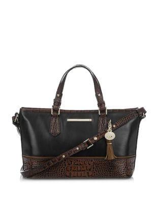 Brahmin Black Tuscan Tri-texturemini Asher Satchel
