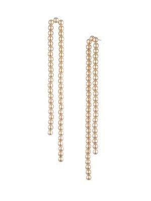 Trina By Trina Turk Retro Minimalist Goldtone Beaded Shoulder-duster Earrings