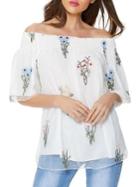 Quiz Embroidered Off-the-shoulder Chiffon Top