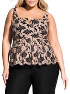 City Chic Plus Lace Harmony Cotton Blend Top