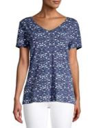 Lord And Taylor Separates Short Sleeve V-neck Floral Top