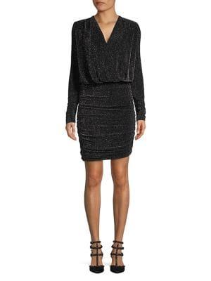 Bailey 44 Sparkley Shirred Long Sleeve Mini Dress