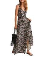 Mango Embossed Floral Sleeveless Gown