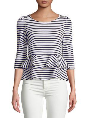 Design Lab Lord & Taylor Stripe Peplum Top