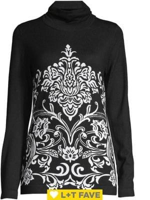 Context Petite Turtleneck Paisley Knit Sweater
