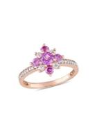 Sonatina 14k Rose Gold, Pink & White Sapphire & Diamond Floral Ring