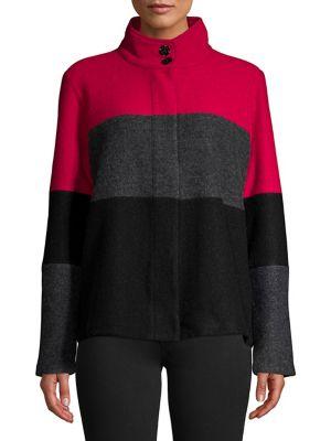 Karl Lagerfeld Paris Colorblock Funnelneck Jacket