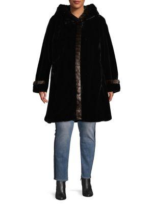 Gallery Plus Hooded Faux-fur Coat