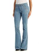 Paige Jeans Button-detailed Flare-leg Jeans- Lila Blue
