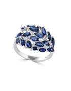 Effy Royale Bleu Natural Sapphire, Diamond And 14k White Gold Statement Ring