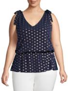 Michael Kors Plus Metallic Printed Top