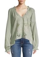 Free People Sivan Embroidered Blouse