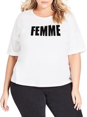 City Chic Plus Fuzzy Printed Top