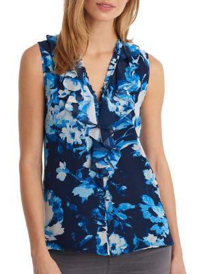 Karl Lagerfeld Paris Ruffle-front Sleeveless Blouse