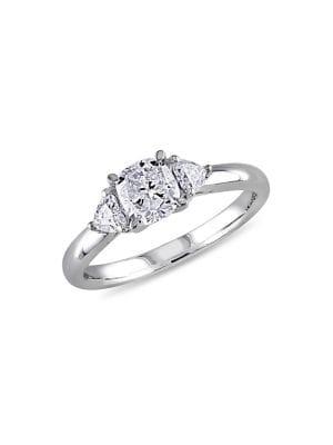 Sonatina 14k White Gold & Diamond Cushion And Heart-cut Engagement Ring