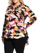 City Chic Plus Camouflage Relaxed-fit Girly Button-down Shirt