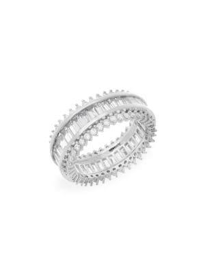 Lord & Taylor 925 Sterling Silver & Crystal Eternity Band Ring