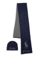 Polo Ralph Lauren 2-piece Wool-blend Jacquard Embroidered Hat & Scarf