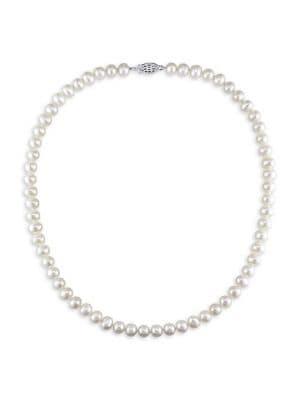 Sonatina Sterling Silver & 6.5-7mm White Pearl Single Strand Necklace