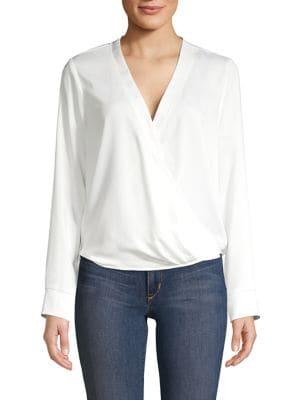 Bcbgmaxazria Faux Wrap Long-sleeve Blouse