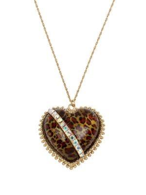 Betsey Johnson Goldtone & Crystal Leopard-print Heart Pendant Necklace
