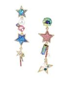 Betsey Johnson Mismatch Linear Drop Star Cluster Earrings