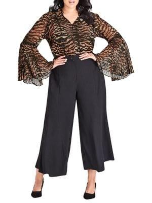 City Chic Plus Mini Tigress Bell-sleeve Top