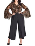 City Chic Plus Mini Tigress Bell-sleeve Top
