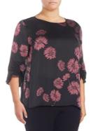 Vince Camuto Plus Floral Ruched-sleeve Top