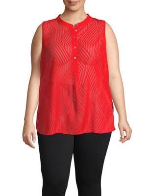 Vince Camuto Plus Blocked Illusion Stripe Tunic