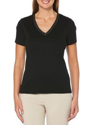 Rafaella Embellishment V-neck Top