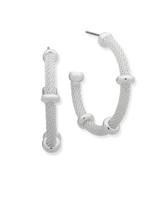Ralph Lauren Crystal Mesh Chain Hoop Earrings-1.3