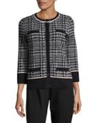 Karl Lagerfeld Paris Houndstooth Buttoned Cardigan
