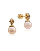 Le Vian Chocolatier 8-9mm Pink Freshwater Pearl, White Diamond, Brown Diamond And 14k Rose Gold Drop Earrings, 0.21 Tcw