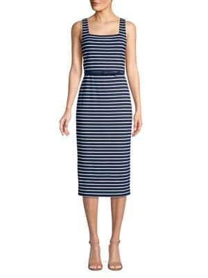 Max Mara Striped Sleeveless Sheath Dress