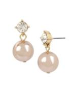 Miriam Haskell Grey Faux Pearl And Glass Stone Drop Earrings