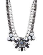 Gerard Yosca Faux Pearl And Crystal Layered Statement Necklace